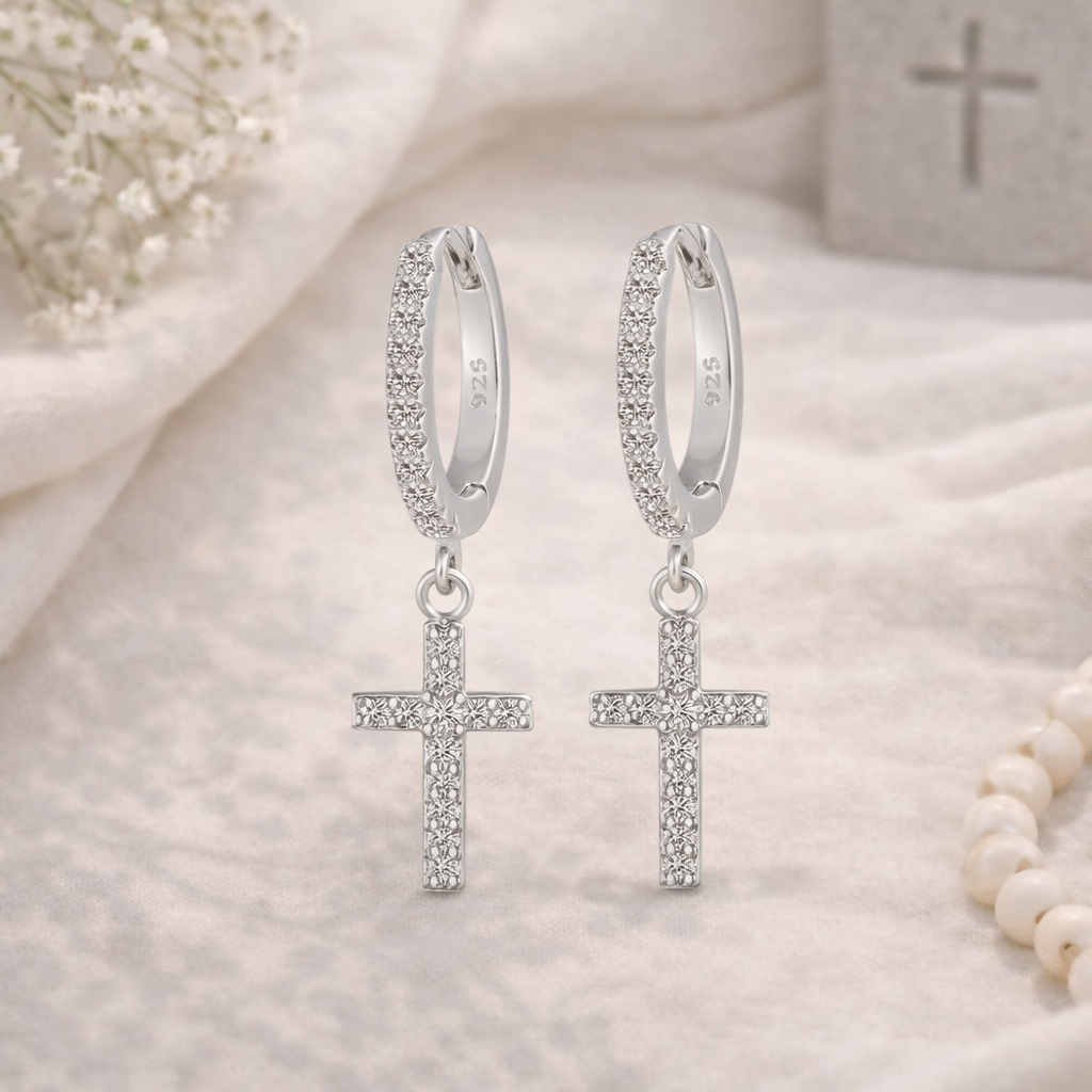 925 Silver Cross Earrings | Timeless & Refined