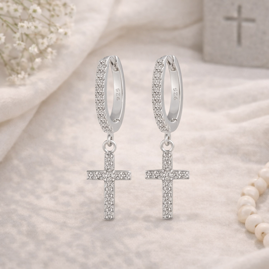 925 Silver Cross Earrings | Timeless & Refined