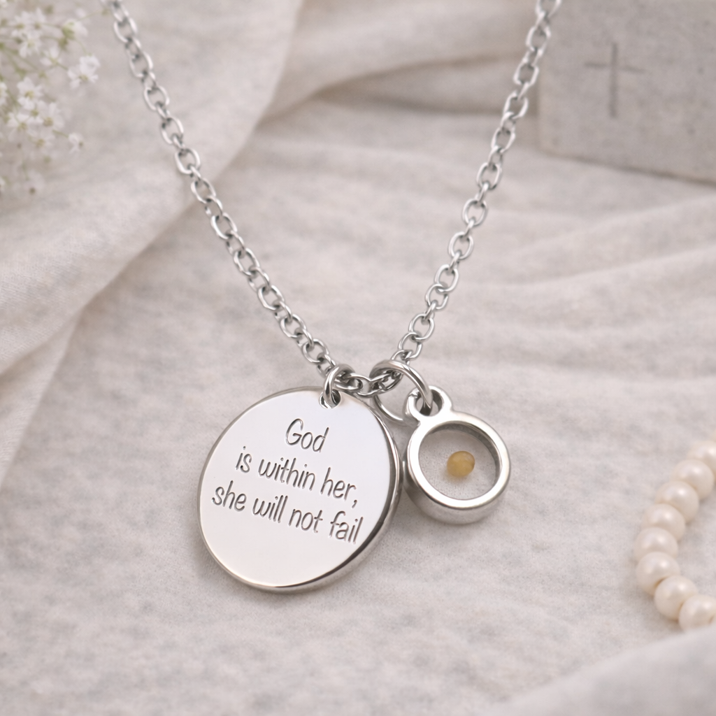 She Will Not Fail Mustard Seed Necklace