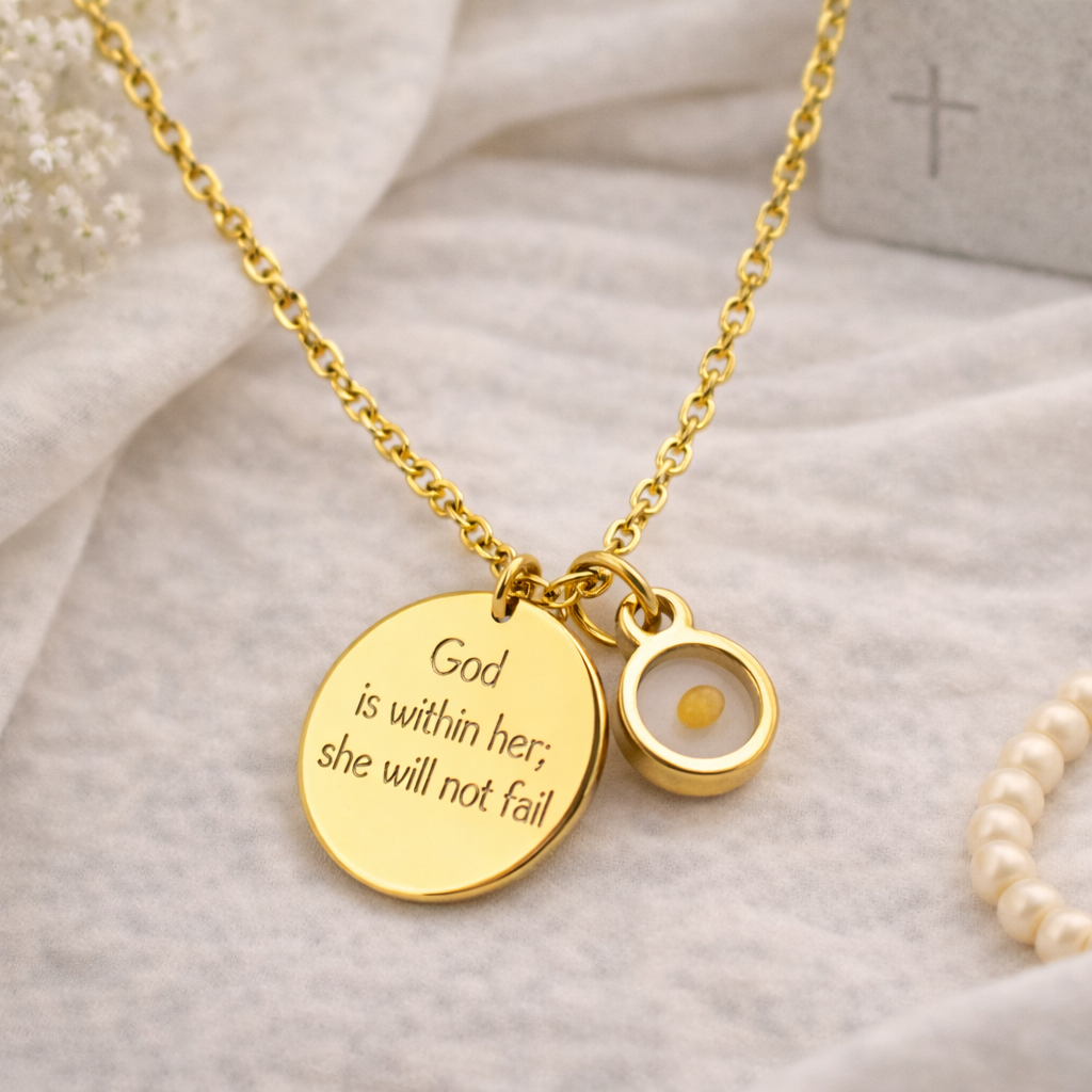 She Will Not Fail Mustard Seed Necklace