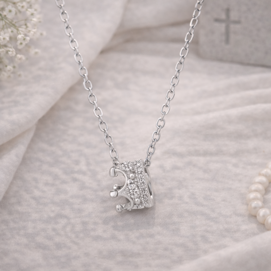 Crown Zirconia Silver Necklace | 925 Sterling Silver