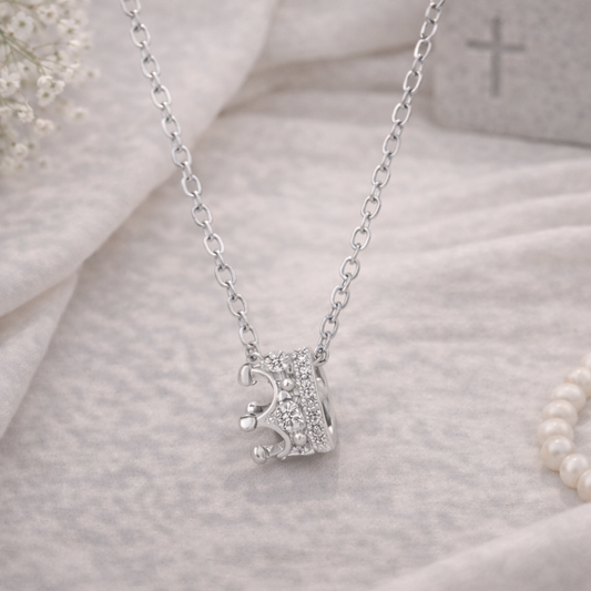 Crown Zirconia Silver Necklace | 925 Sterling Silver