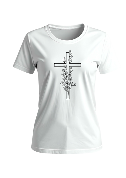 Women’s Faith White Cross T-Shirt | Grace in Simplicity