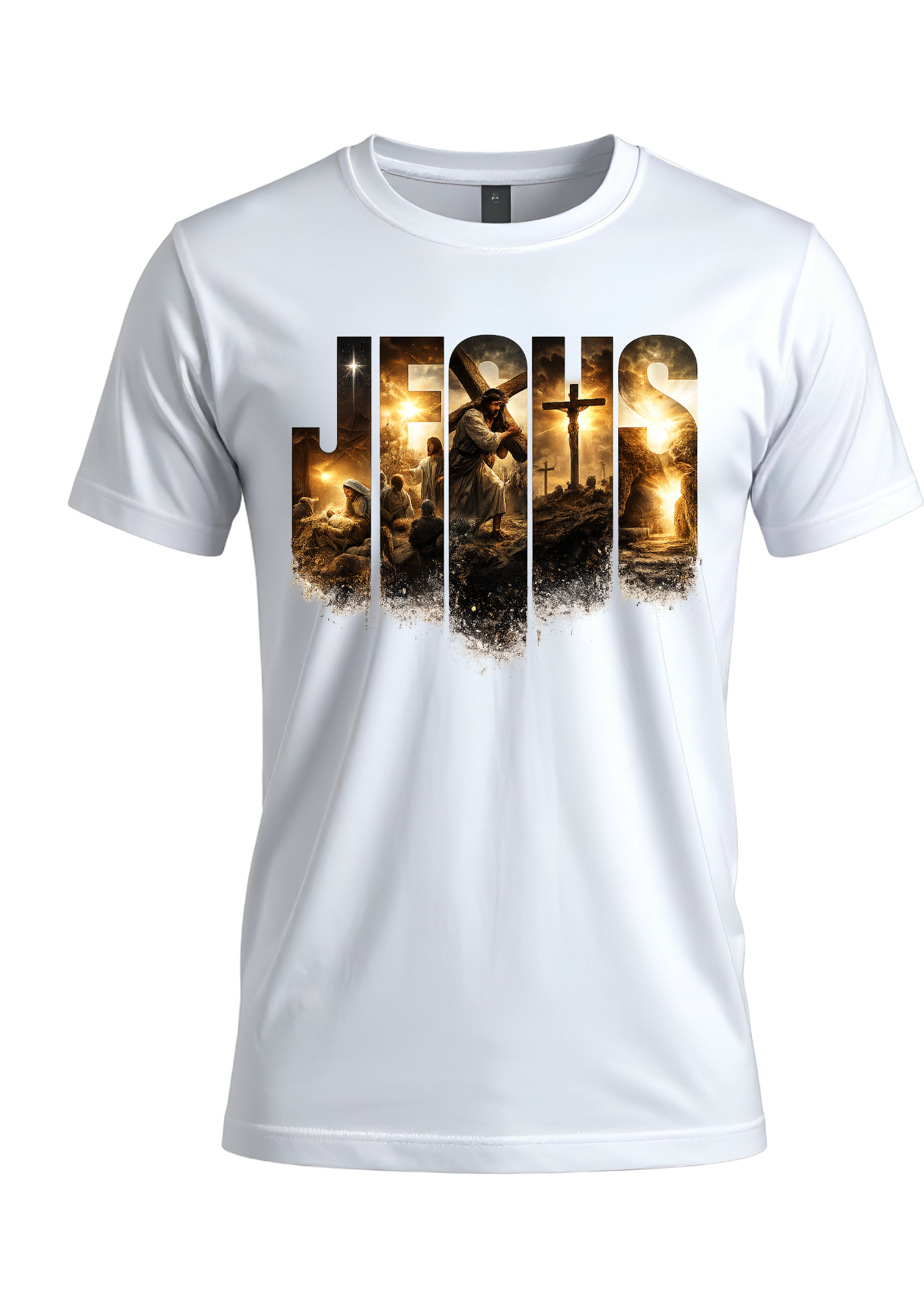 Jesus Birth to Cross Men’s White T-Shirt | The Full Story